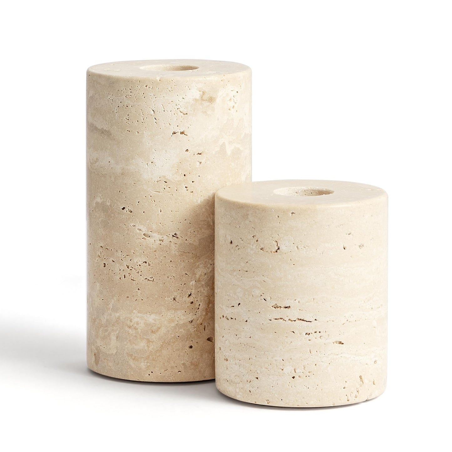 WORHE Candle Holders True Natural Marble Set of 2 Decorative Candlestick Holder for Table Centerpieces Home Dinning Party Wedding Birthday Premium Candles Stand for 3/4 inch Candles Beige (ZT017R)
