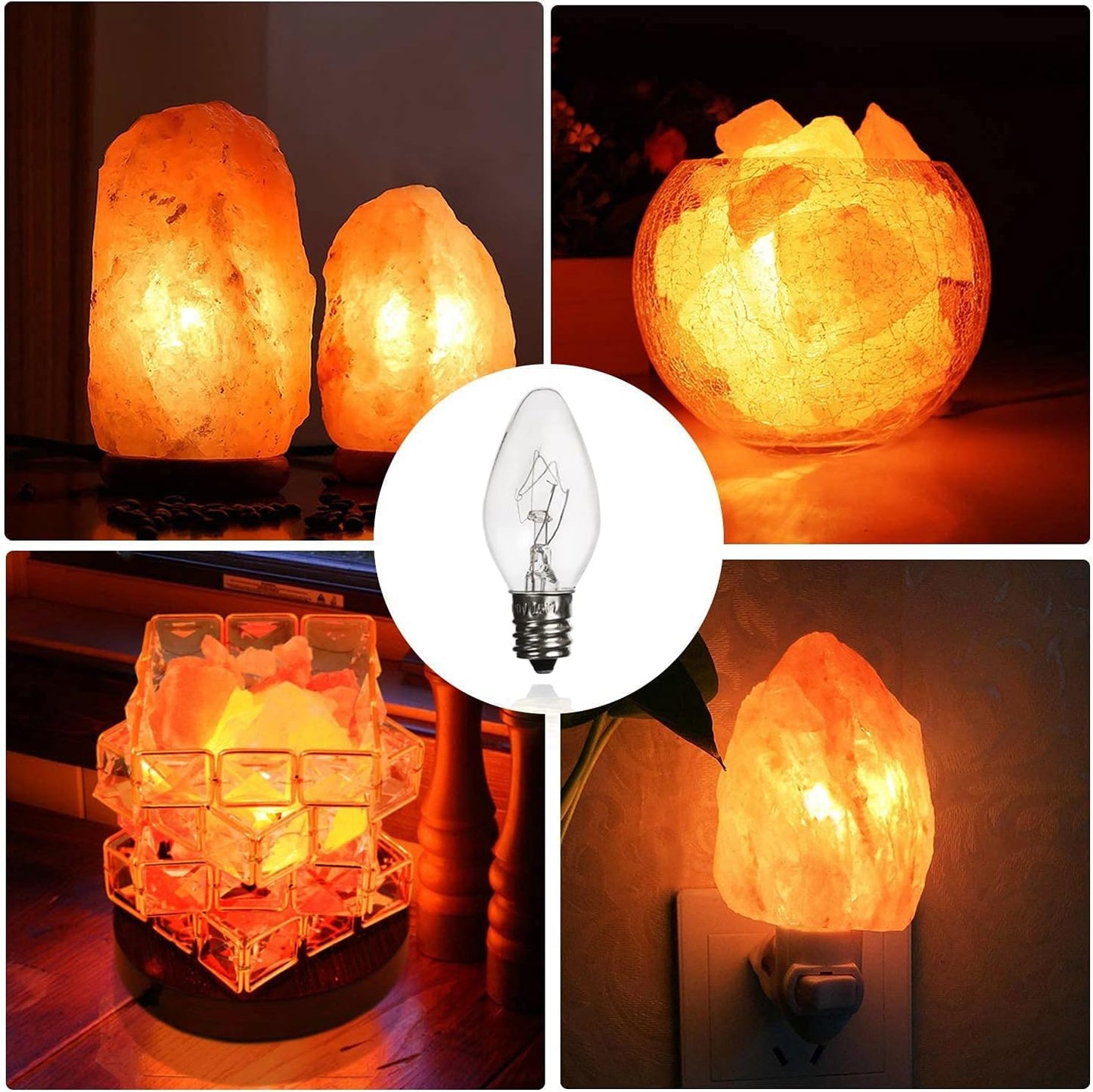 OHLGT 28 Pack Salt Lamp Light Bulbs 15 Watt, Himalayan Salt Lamp Original Replacement Bulbs E12 Socket Long Lasting Incandescent Bulbs Warm Light