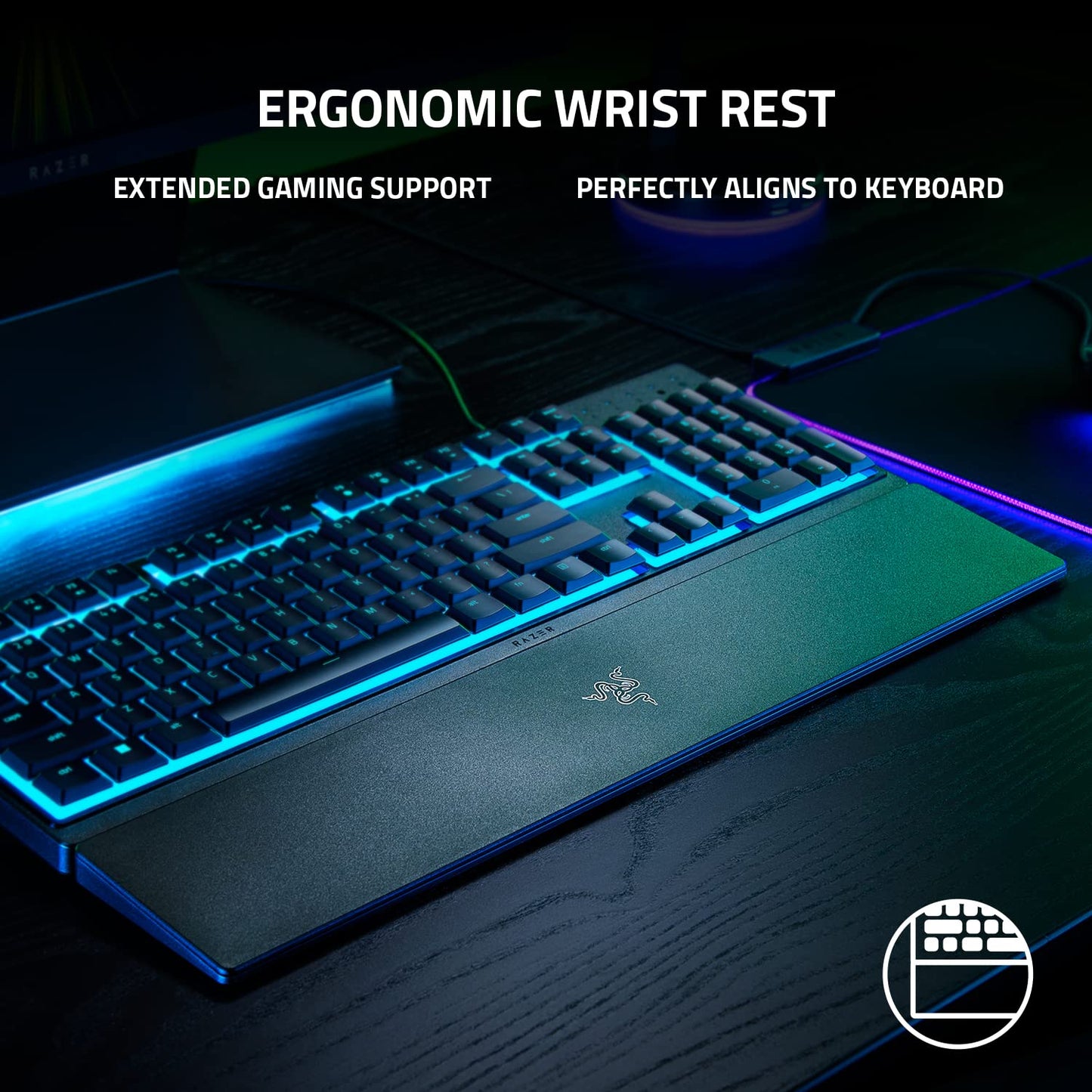 Razer Ornata V3 X - Low Profile Gaming Keyboard (Silent Membrane Switches, UV-Coated Keycaps, Durable, Spill-Resistant Design, Ergonomic Writst Rest) UK Layout | Black