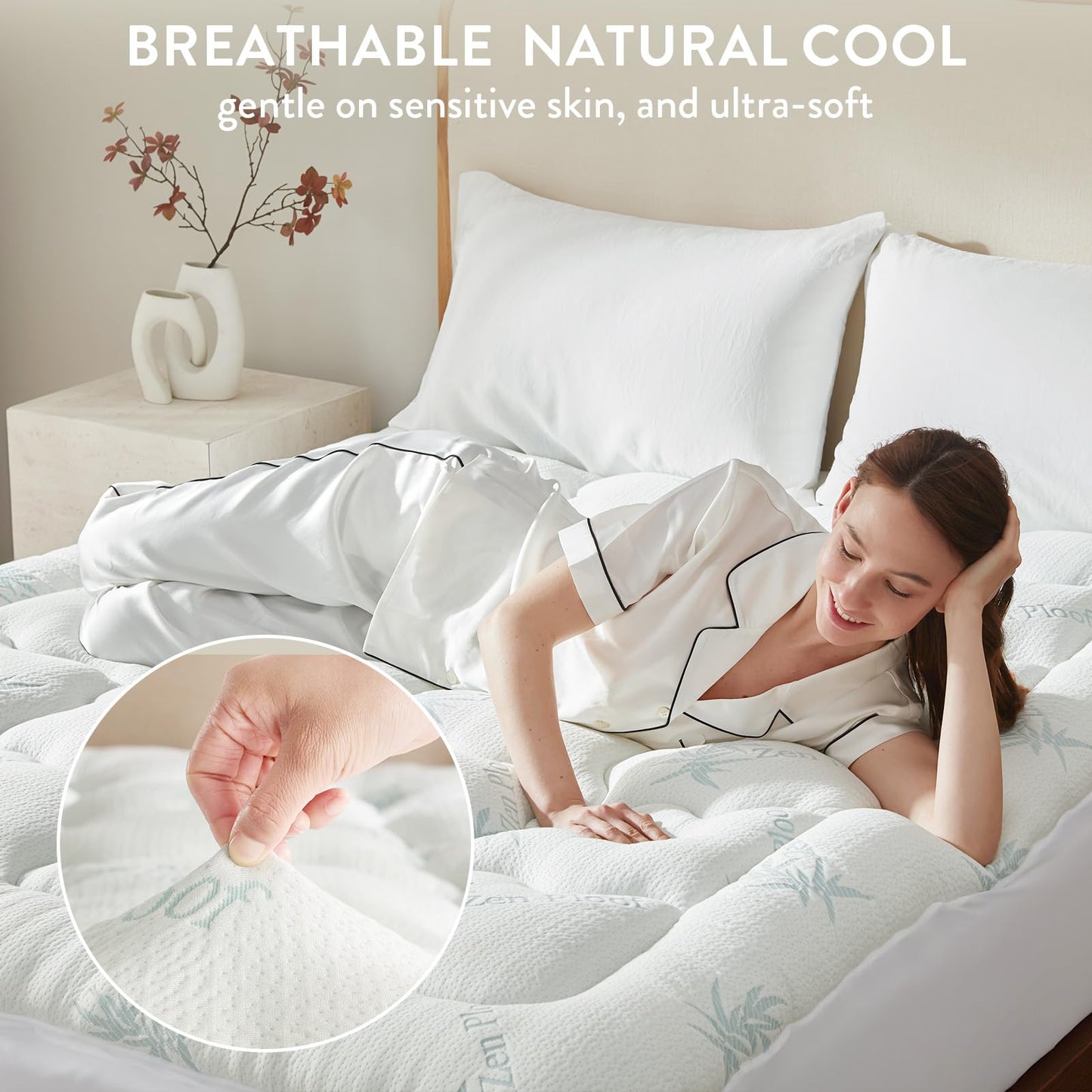 Surefit Ultra Soft Waterproof Mattress Topper, Pillow Top Mattress Pad, Back Pressure Relief, Viscose Derived from Bamboo, Naturally Cooling for Hot Sleepers, King 78x80