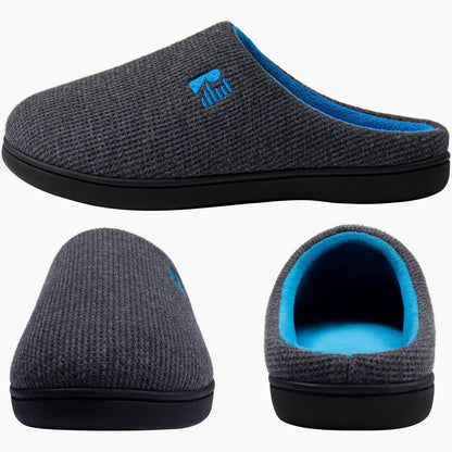 RockDove Men's Original Two-Tone Memory Foam Slipper, Size 8/9 UK Men, Dark Grey and Blue