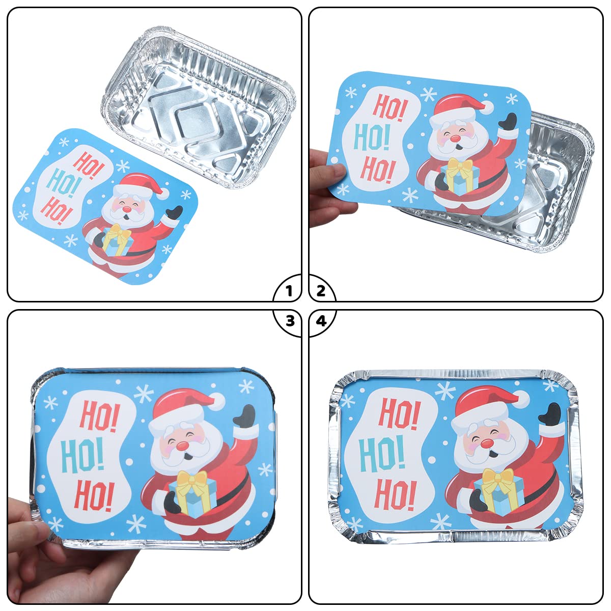 JOYIN 36 Pcs Christmas Cookie Tins with Lids for Gift Giving, Rectangle Treat Foil Exchange Containers, 7"x5"x2" Disposable Food Storage Pan for Holiday Leftovers Goodie Container