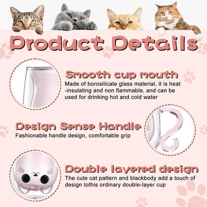 Cat Mug Gifts Set, Birthday Gifts for Women Her Mom, Christmas Presents for Women, Valentines Mothers Day Cat Lovers Presents Idea for Sister Wife Grandma Female Teacher Friend Coworker (Pink)
