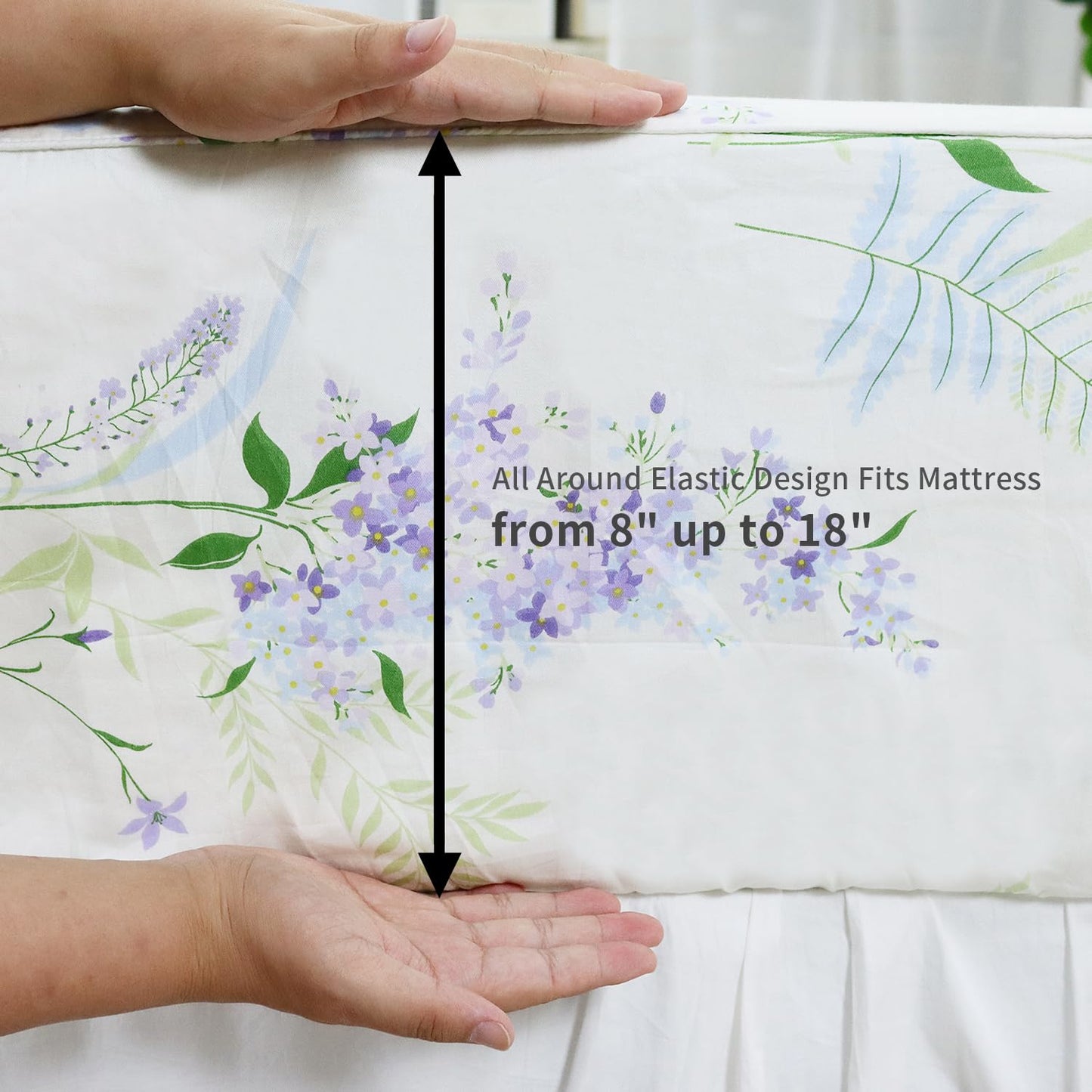 Helthep Floral Sheet Set King, Ultra-Soft and Breathable Cotton Sheet Set with Deep Pocket Fitted Sheet, Flat Sheet and Pillowcases, 4-Piece King Size
