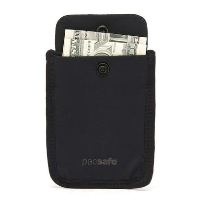 Pacsafe Coversafe S25 Hidden Undercover Travel Bra Pouch for Women (Washable) - Stash up to 6 Credit Cards plus Money and Key with Adjustable, Elastic Strap; Suitable for all Bra Sizes (Black)