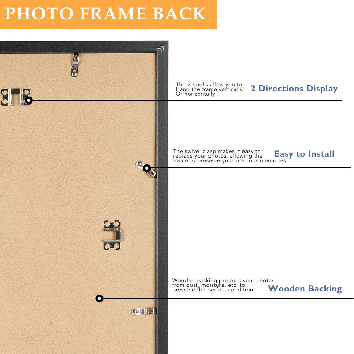 QOTIB 15x23 Picture Frame Black for Wall Mounting, Horizontal and Vertical Formats for Wall Hanging, Wood 15x23 Frame, Black, 1 Pack