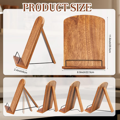 FoldTier Rustic Cookbook Stand for Kitchen Counter Adjustable Recipe Book Holder Wood Tablet Stand Foldable Cookbook Holder Kitchen Decoration for Mother's Day, Wedding, Mother, Grandma, Women Gift