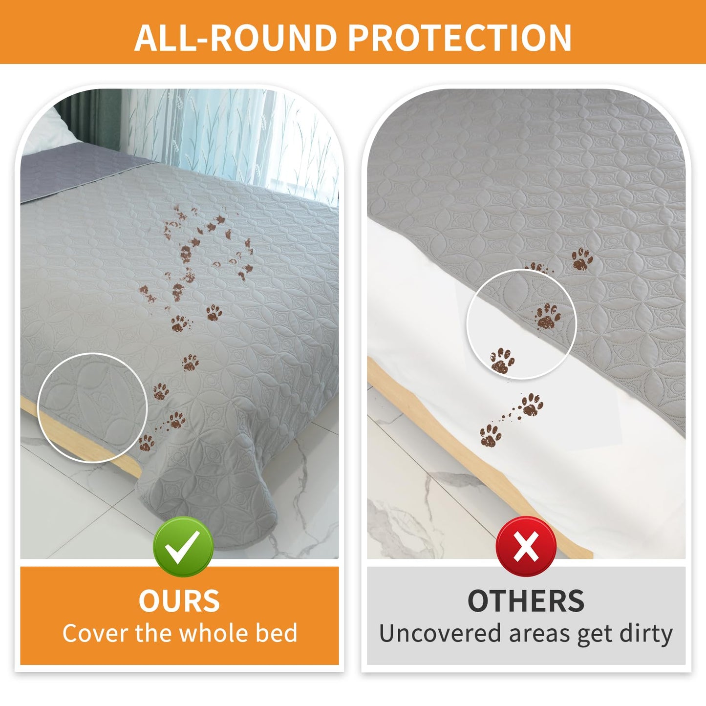 PICK FOR LIFE Waterproof Dog Blanket For Bed, 157×208cm Dog Blankets Washable Soft Reversible Puppy Blankets Anti Scratches Dirty for Bed Sofa Furniture (Light/Dark Grey)