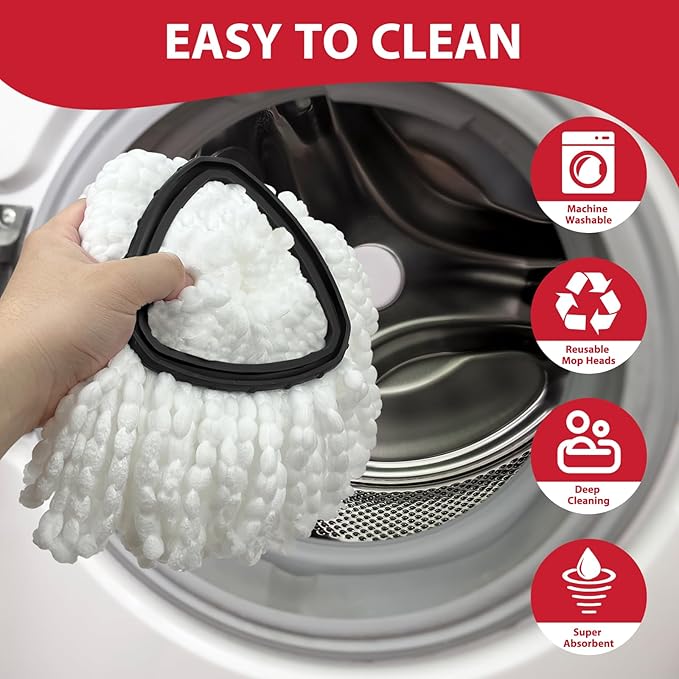 Spin Mop Replacement Set for O-Ceda EasyWring 1-Tank System, Includes 2 Mop
