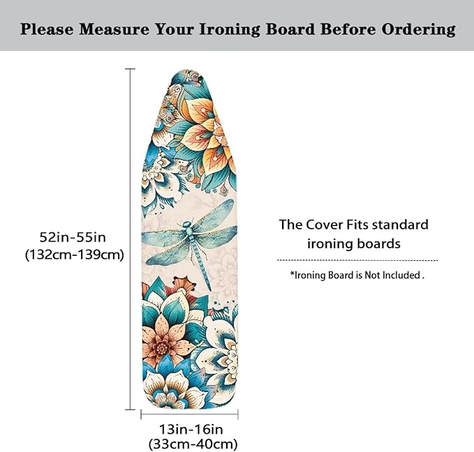 Ironing Board Cover, Standard Size 15x54, Butterfly Mandala Floral Print
