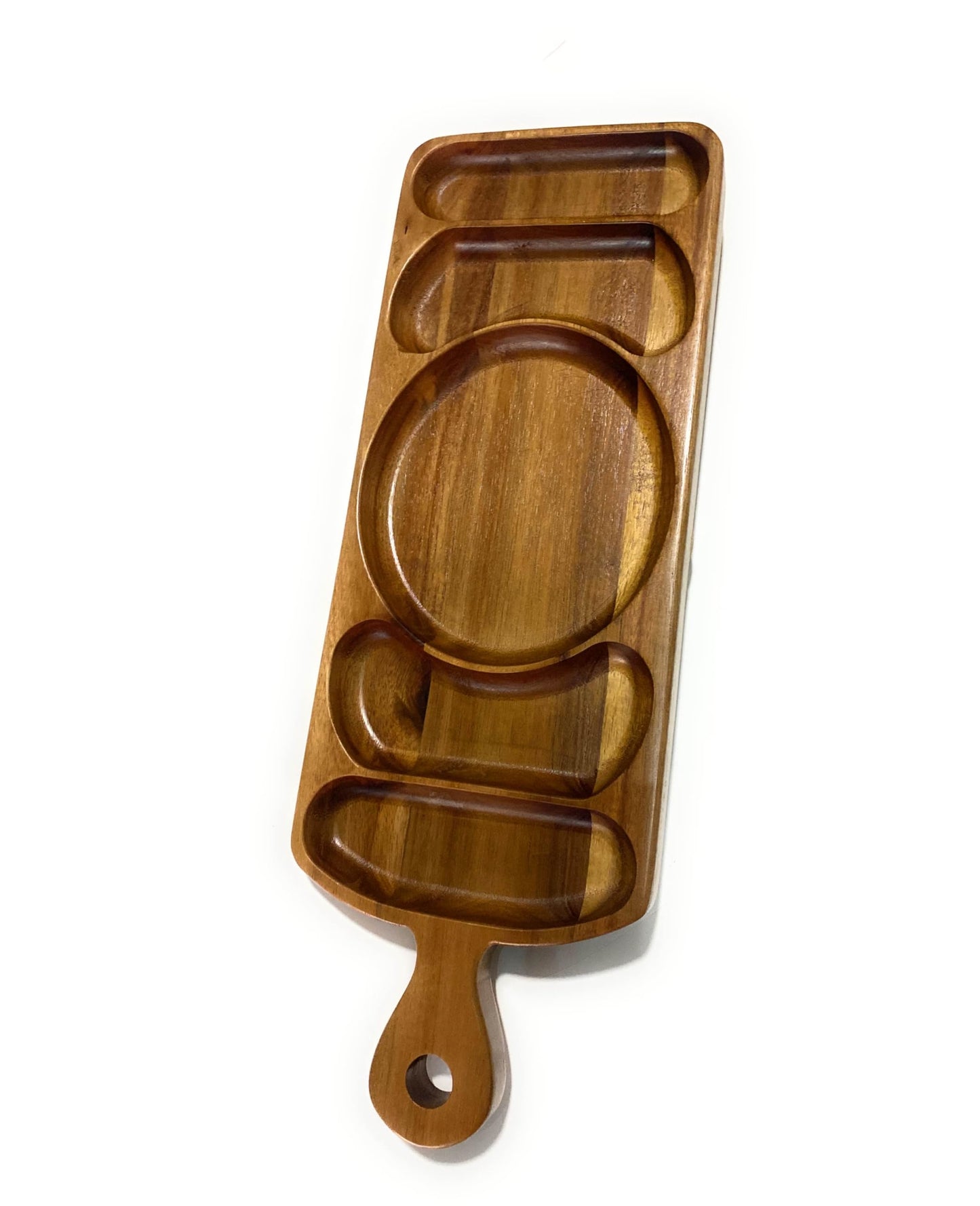 Reversible Acacia Wood Serving Platter with Handle – Premium Wooden Tray for Charcuterie, Crackers, Cheese, Fruit, Veggies, Appetizers & Snacks – Party Serving Tray & Travel Charcuterie Board