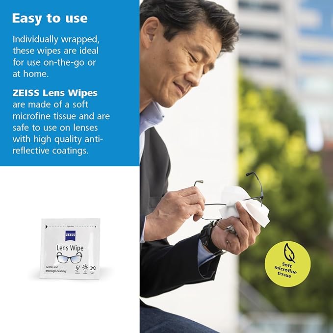 ZEISS Pre-Moistened Alcohol Wipes, Glasses Cleaner