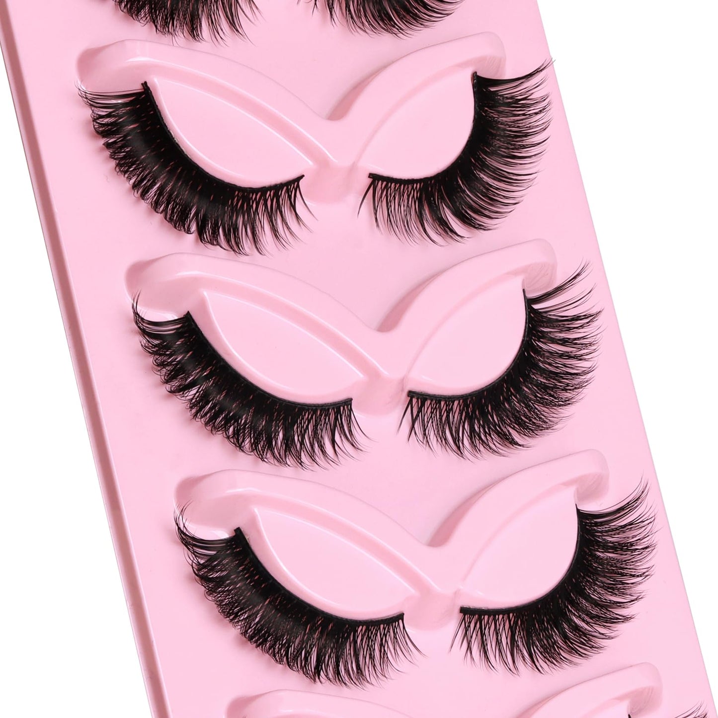 Veleasha Cat Eye Lashes Natural Look Fox False Eyelashes Gorgeous Wispy & Lightweight Faux Mink Lashes for Doll Eye Makeup 5 Pairs Pack (Charming)