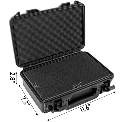 Hard Carrying Case,Shockproof Storage Box with Customizable Foam,11inch Portable Protective Tool Box for Microphone,Recorder,Electronics,Tools,Cameras,Equipment and More,11.6"x7.3"x2.8"