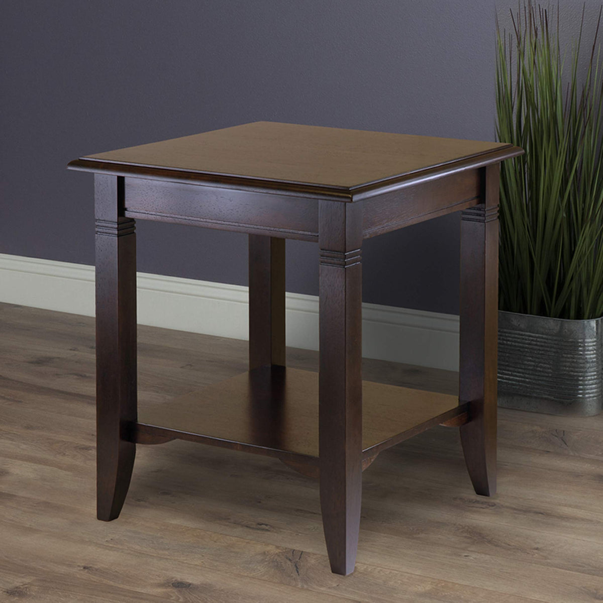 Winsome Nolan End Table, 20" Wide, 22" Tall, for Living Room, Bedroom, Cappuccino