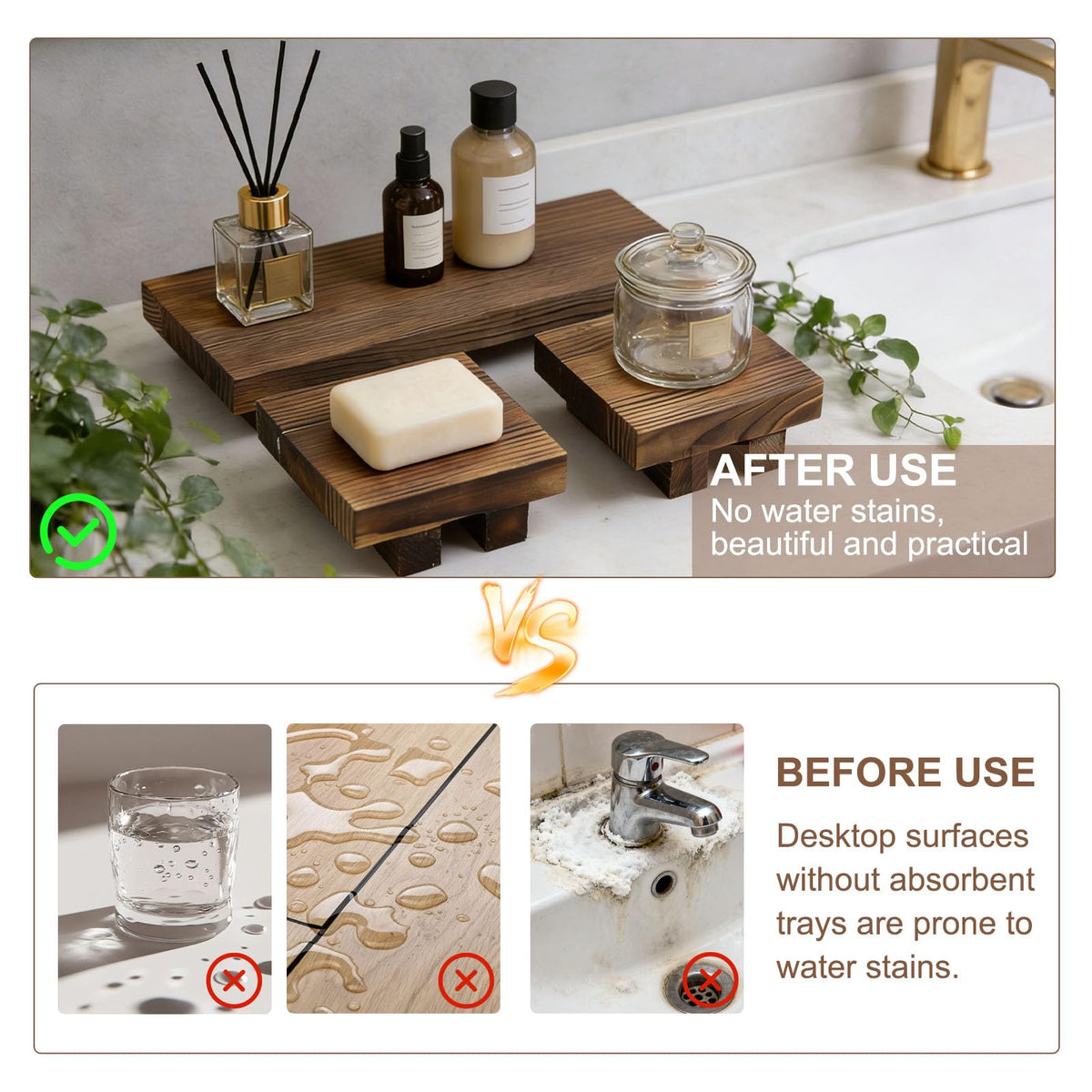 Klunk Wood Display Riser Set of 3, Rustic Farmhouse Countertop Stands