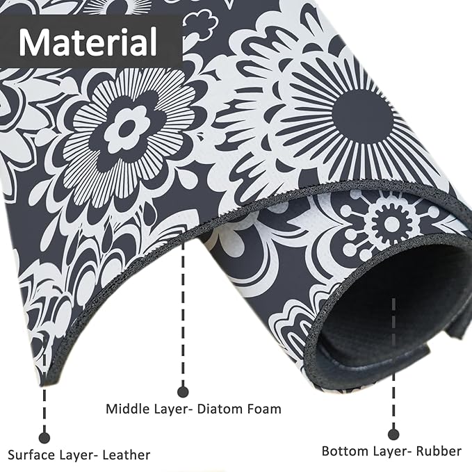 15" X 5.5" Kitchen Sink Splash Guard Faucet Mat Mandala Super Absorbent Fast
