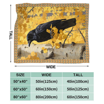 Crow Blanket for Girls Women Boys Men Adults Kids Soft Cozy Fleece Raven Throw Blankets Gifts Warm Flannel Plush Lightweight Decor for Couch Bed Sofa 50"X40"