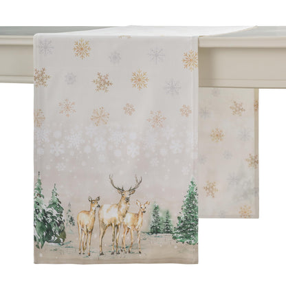 Maison d' Hermine Table Runner 100% Cotton Double Layer Table Runners 108 inches Long for Thanksgiving Christmas Decorations Home Kitchen Dining Party Wedding (Deer in The Woods, 14.5" x 108")