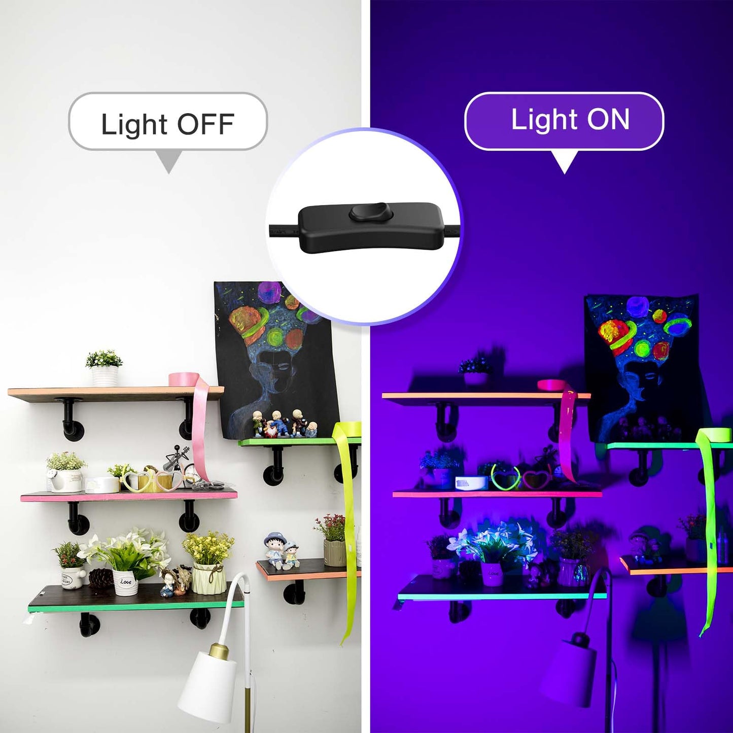 Atfoyer 40W LED Black Light Bar for Glow Party, Blacklight with Plug &Switch, Each Light Up 484 Sq.ft Area, Halloween Glow Lights, Fluorescent Body Paint, Stage Lighting