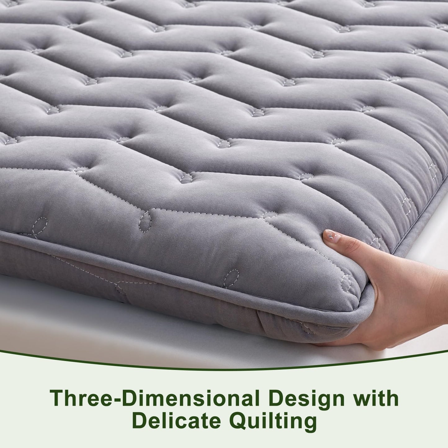 Premium Foam Mattress Topper Queen – Medium Firm Supportive Bed Topper for Pressure Relief, Hypoallergenic & Breathable Mattress Pad, Stain-Resistant Gray (Queen Size: 80×60 Inches)