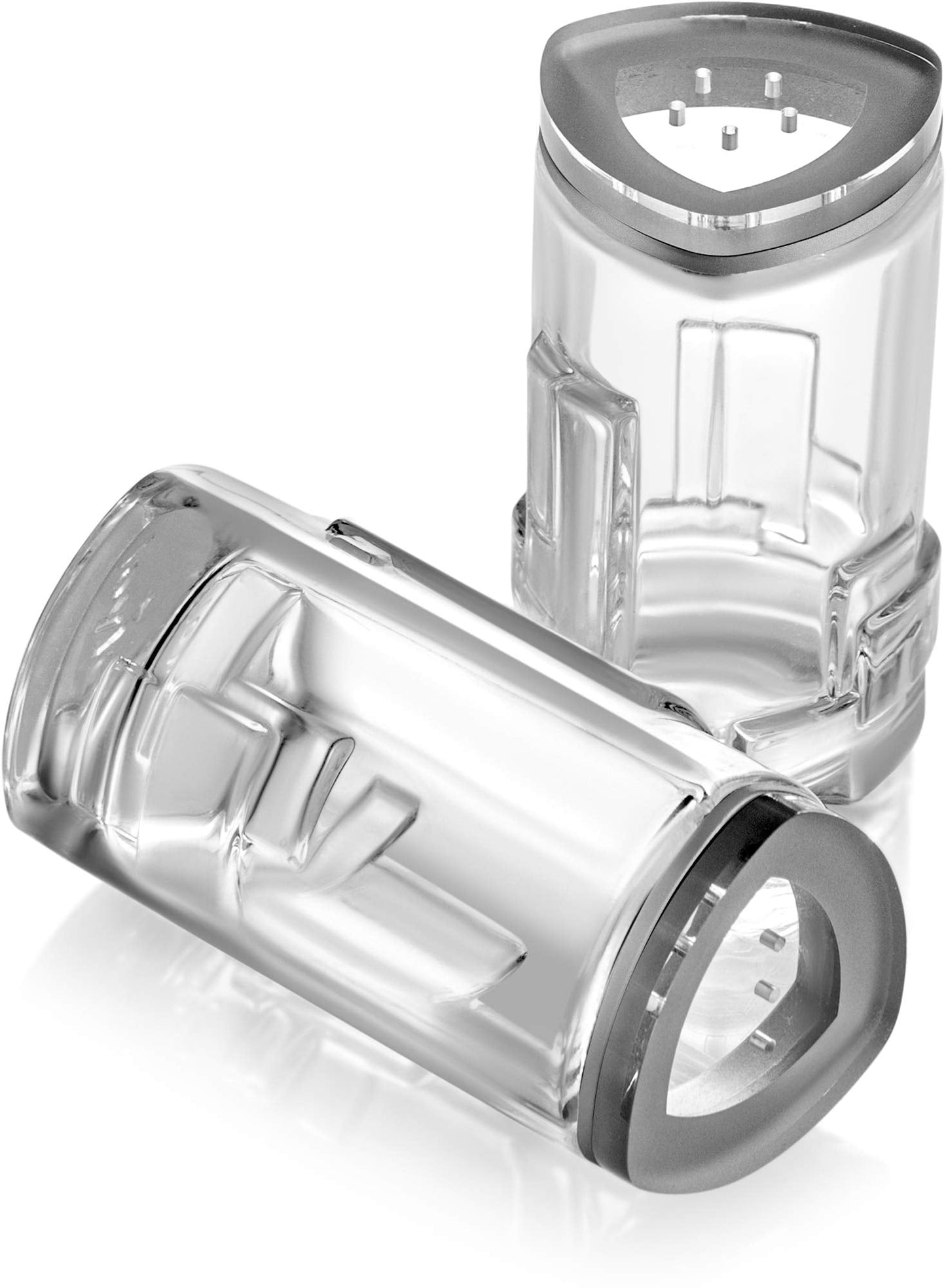 Salt Pepper Shakers by JoyJolt - 2Oz Salt and Pepper Set of 2 - Premium Quality Durable Glass - Elegant Triangle Design - Non-BPA and Dishwasher Safe - Ideal for Home Use, Restaurant, Hotel