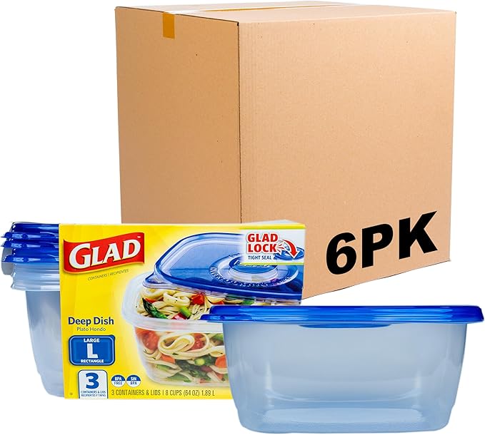 Glad GladWare Deep Dish Food Storage Containers, Large Rectangle