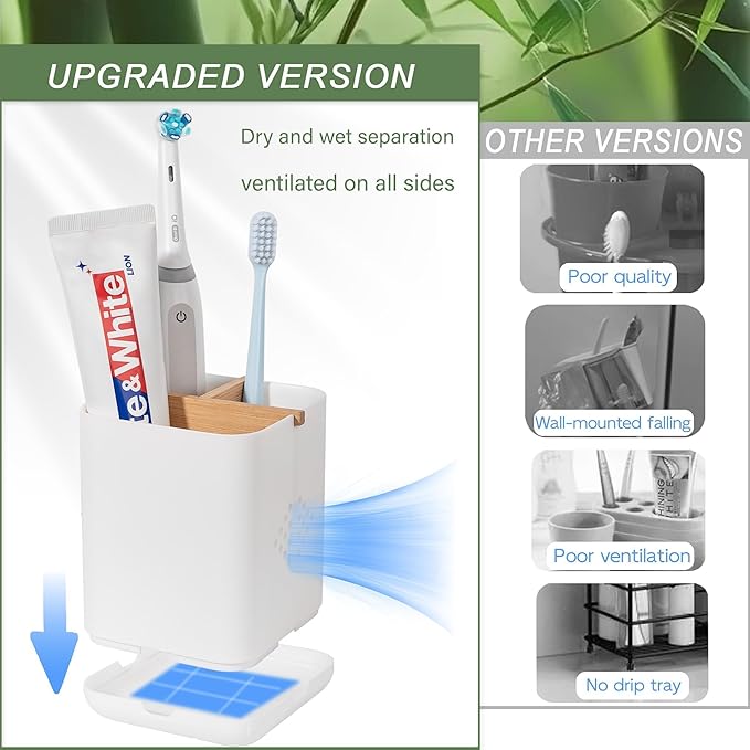 Toothbrush Holders for Bathroom Countertop, Detachable Electric Toothbrush