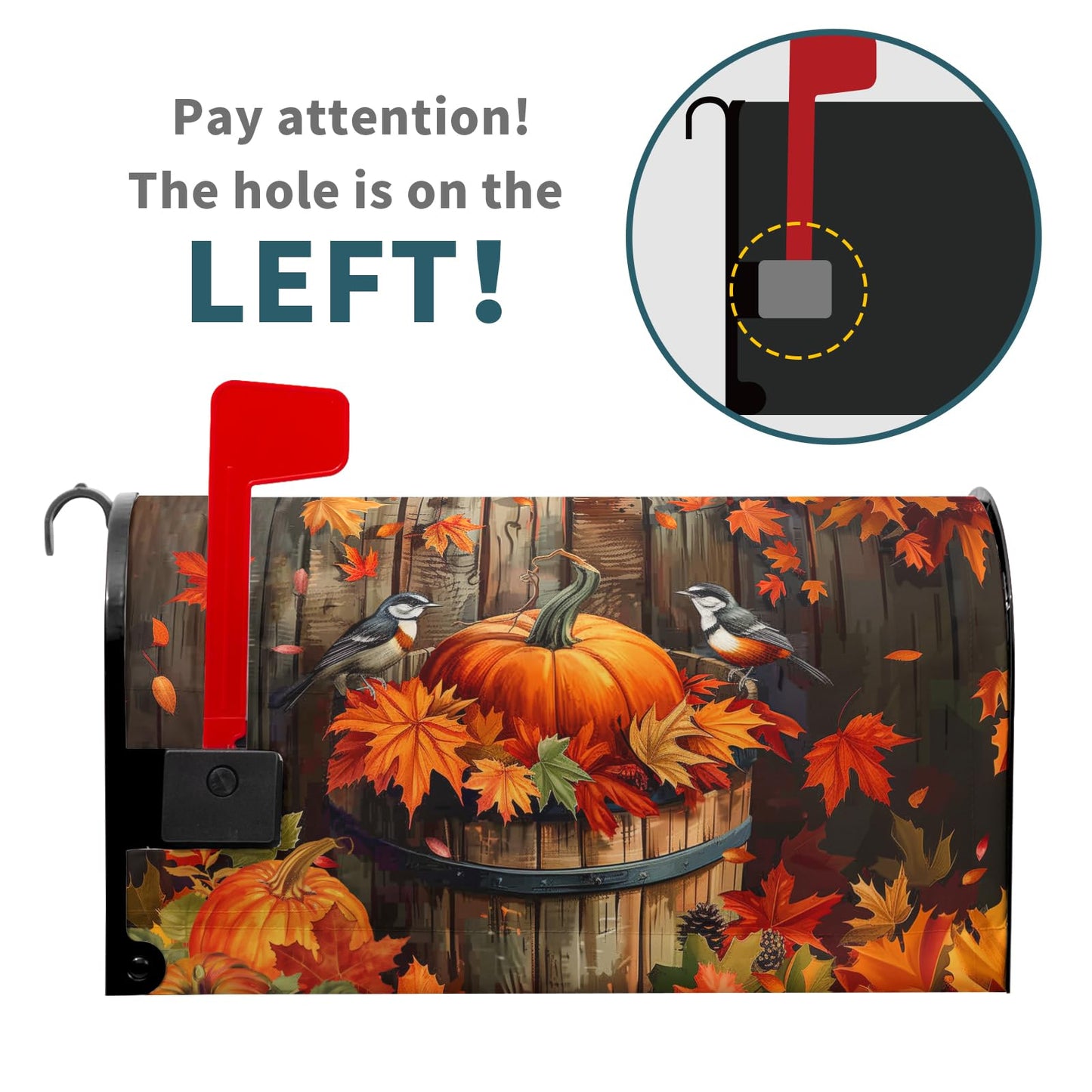 Autumn Thanksgiving Pumpkin Magnetic Mailbox Covers Fall Maple Leaf Mail Box Cover Decoration Fall Autumn Large 25.5"x21" Mailbox Wrap Decor for Home Garden Yard Outside Decor
