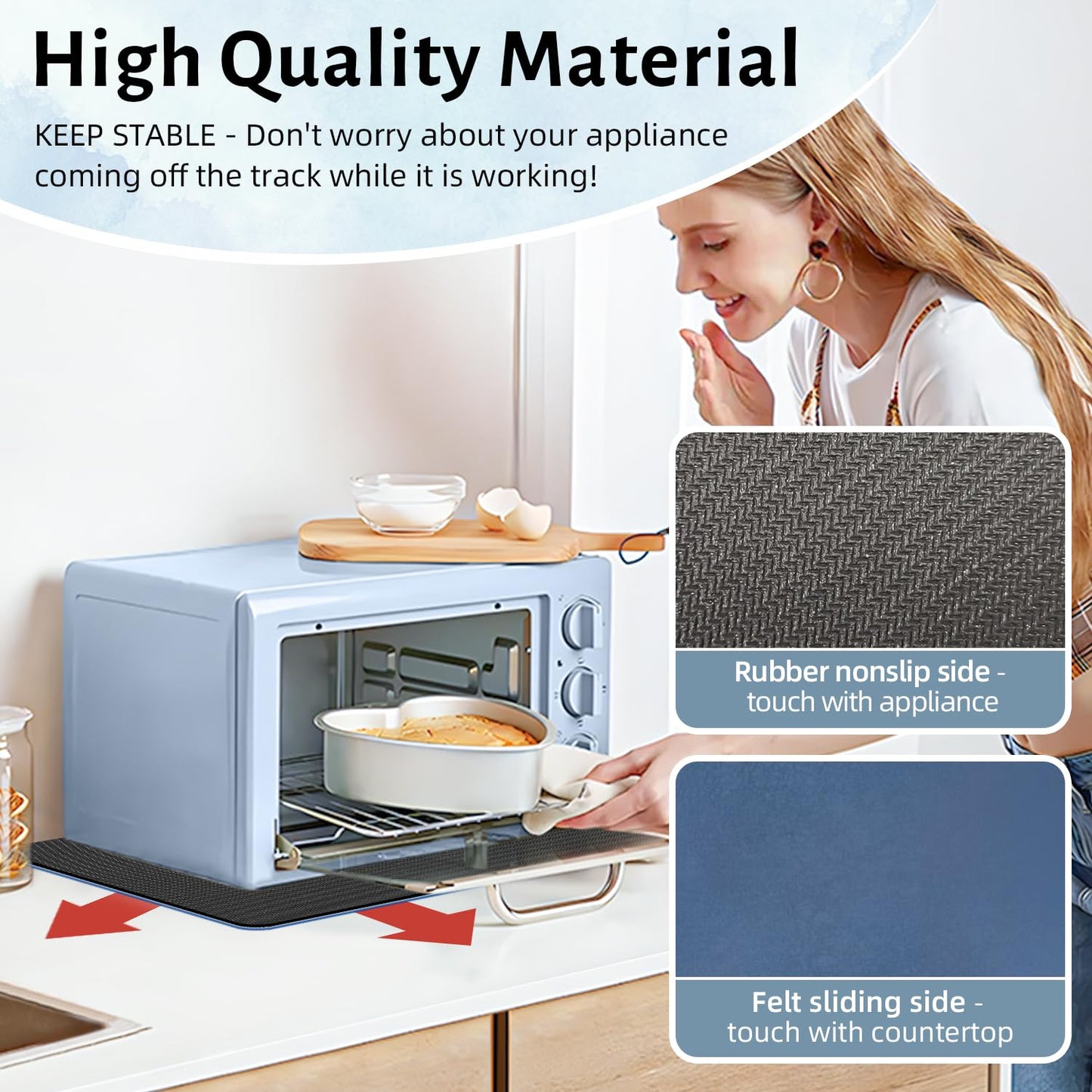 LOPNUR 14"x10" Small Appliance Slider, Appliance Sliders for Kitchen Appliances, 360° Rotating Sliding Tray for Coffee Maker, Heat Resistant Mat Cut to Fit Stand Mixer Air Fryer Microwave, Gray