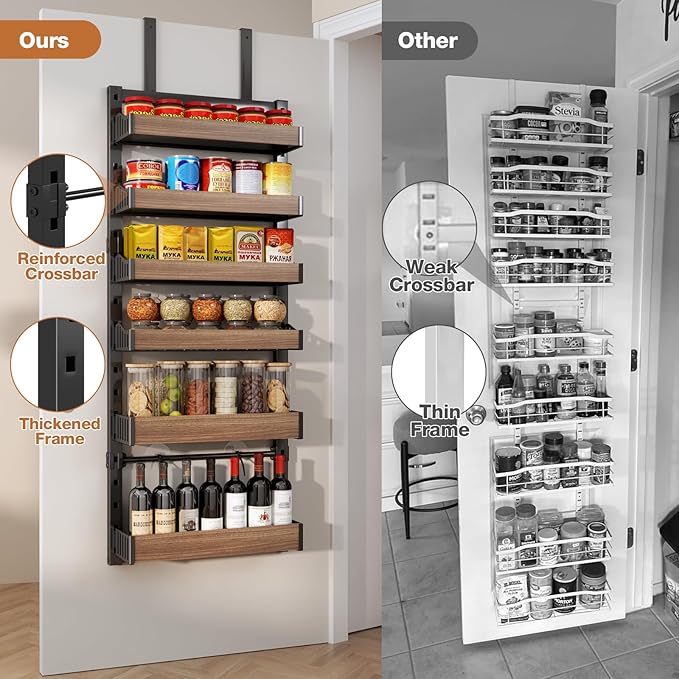 6-Tier Over The Door Pantry Organizer, Heavy-Duty Metal Wall Mount or Hanging