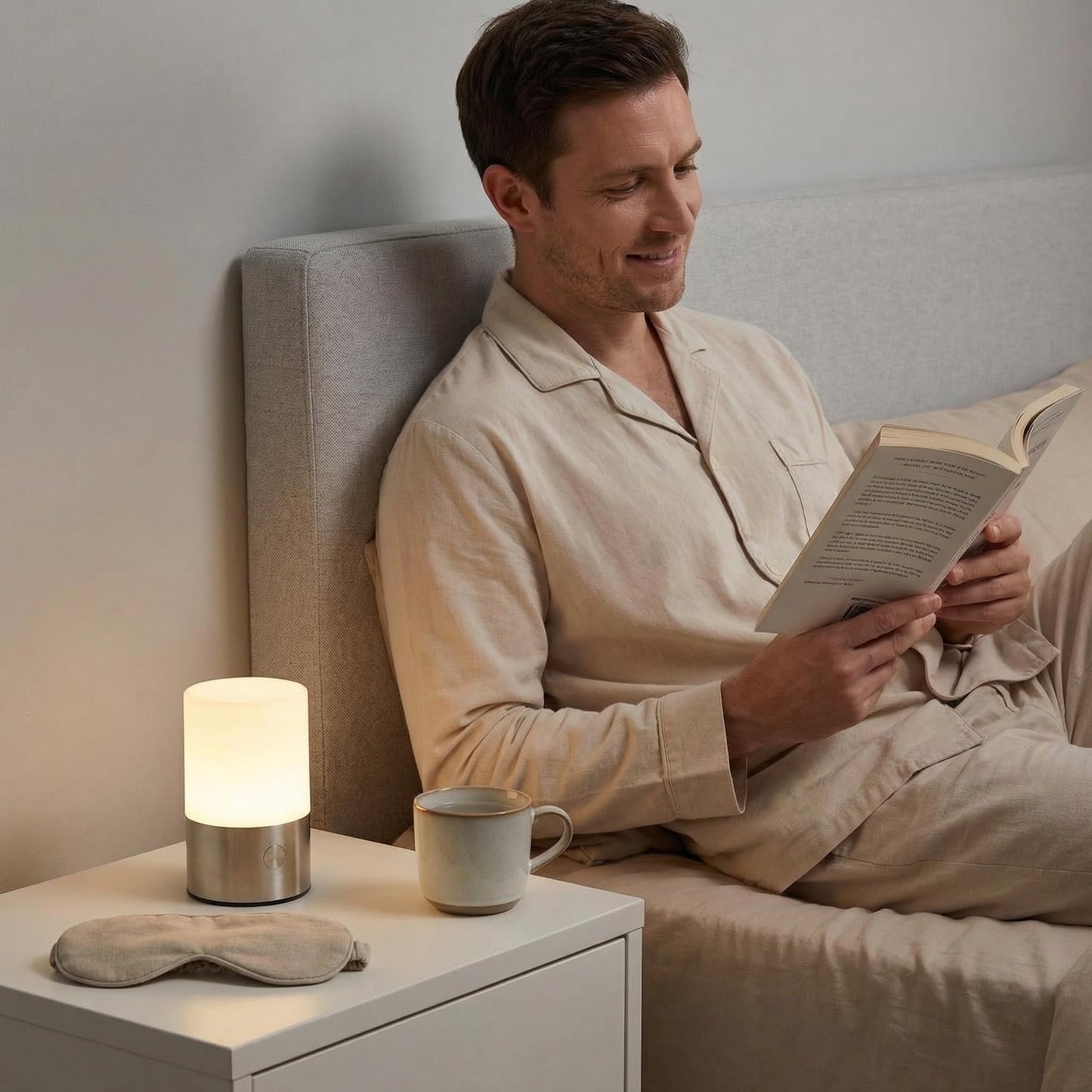 LomakGlow Small Table Lamp - Rechargeable, Portable, Up to 20-Hour Battery Life, 10 Brightness Levels, Auto-Off Timer, Waterproof, Warm Light for Bedside, Travel, Camping & Décor-Nickel Finish