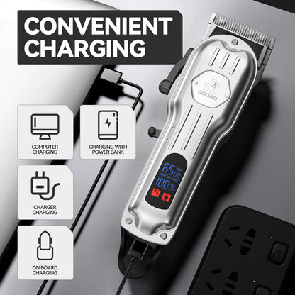 Gooad Dog Grooming Kit for Heavy Thick Hair&Coats,Low Noise Dog Hair Trimmer,Rechargeable Cordless Pet Shaver with Stainless Steel Blade, Dog Clippers for Grooming for Small Large Dogs Pets (Sliver)