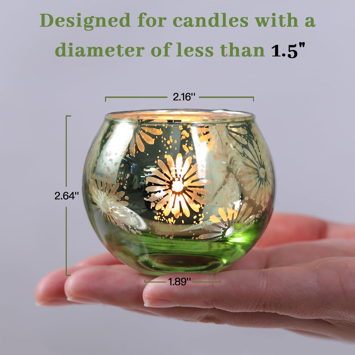 sunnyfuture Green Mercury Glass Votive Candle Holders Set of 12, Round Tealight Candle Holders Bulk for Table Centerpieces, Weddings, Shower Gifts, Christmas, Halloween Party Decorations