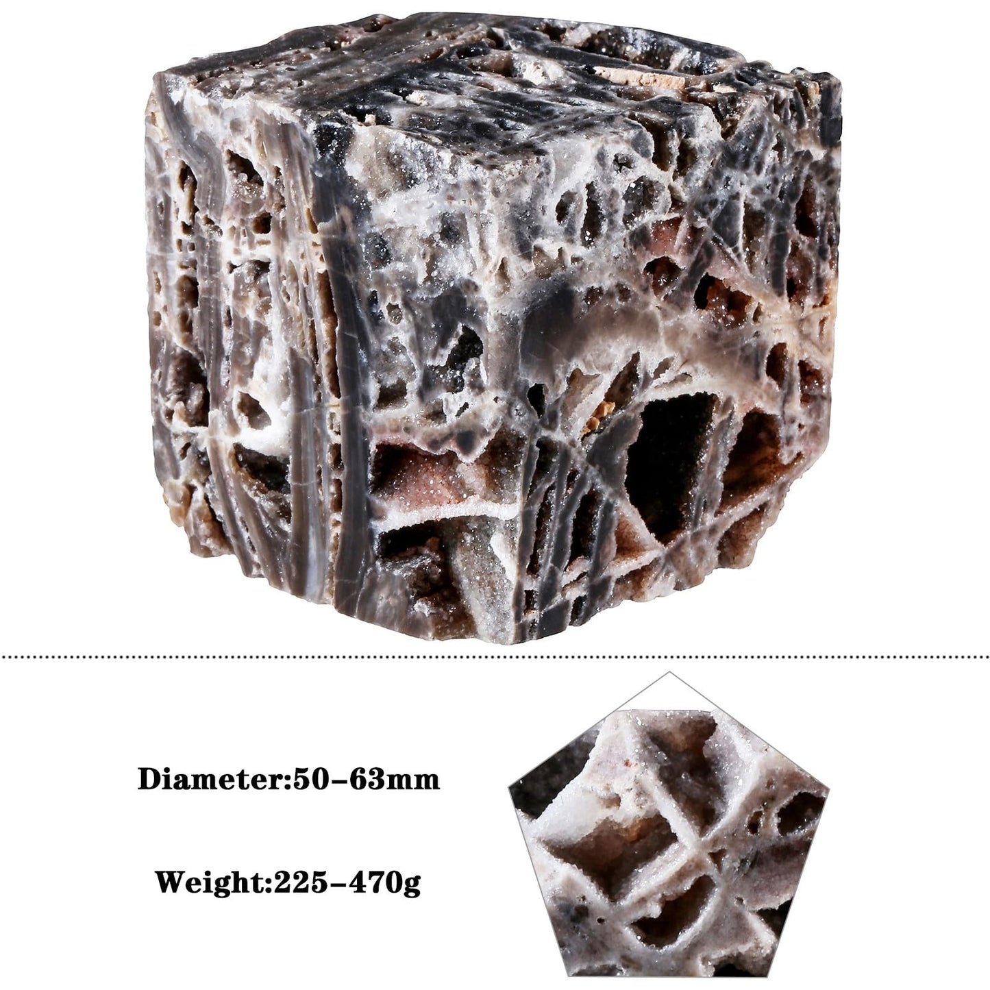 mookaitedecor Natural Sphalerite Crystal Geode Cube Specimen for Reiki Healing Home Decor, Raw Stone Aromatherapy Essential Oils Diffuser