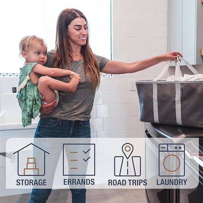 CleverMade Collapsible Laundry Tote 2-Pack – Foldable Carry-All Storage Bin