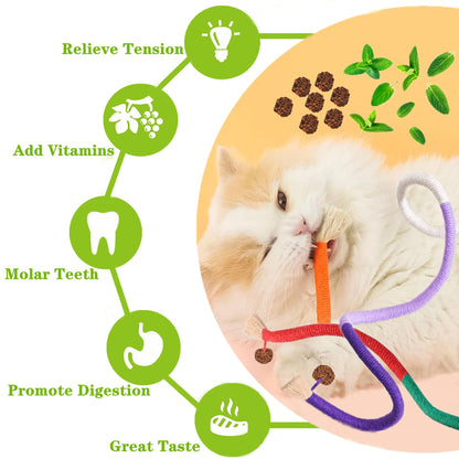 GREMBEB Cat Toys 21PCS Catnip Toy for Indoor Kitten Toys Cat Chew Stick for Dental Cleaning Teeth Cat Silvervine Matatabi Rope Treat Kitty Feather Snack for for Kick Molar Scratch Self Play