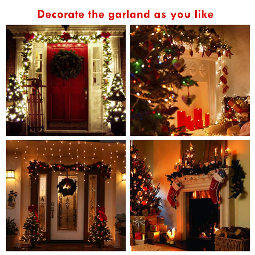 ANOTHERME 9 FT Pre-lit Christmas Garland Holiday Artificial Decor, Christmas Garland with Lights for Stairs Wall Door Indoor Outdoor Garland with Battery Operated Timer