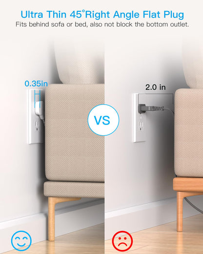 10 ft Extension Cord, HANYCONY 1080J Surge Protector Power Strip Long Cord with 8 AC Outlets and 4 USB Ports (2 USB-C), Wall Mount, Desk Charging Station for Home Office College Dorm Room Essentials