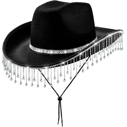 quescu Bridal Cowgirl Hat for Bachelorette Party,Rhinestone White Cowboy Hat for Women Bride To Be Gift,Halloween Costume (Style 4)