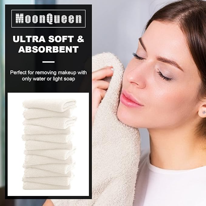 MOONQUEEN Microfiber Facial Cloths Fast Drying Washcloth 12 Pack