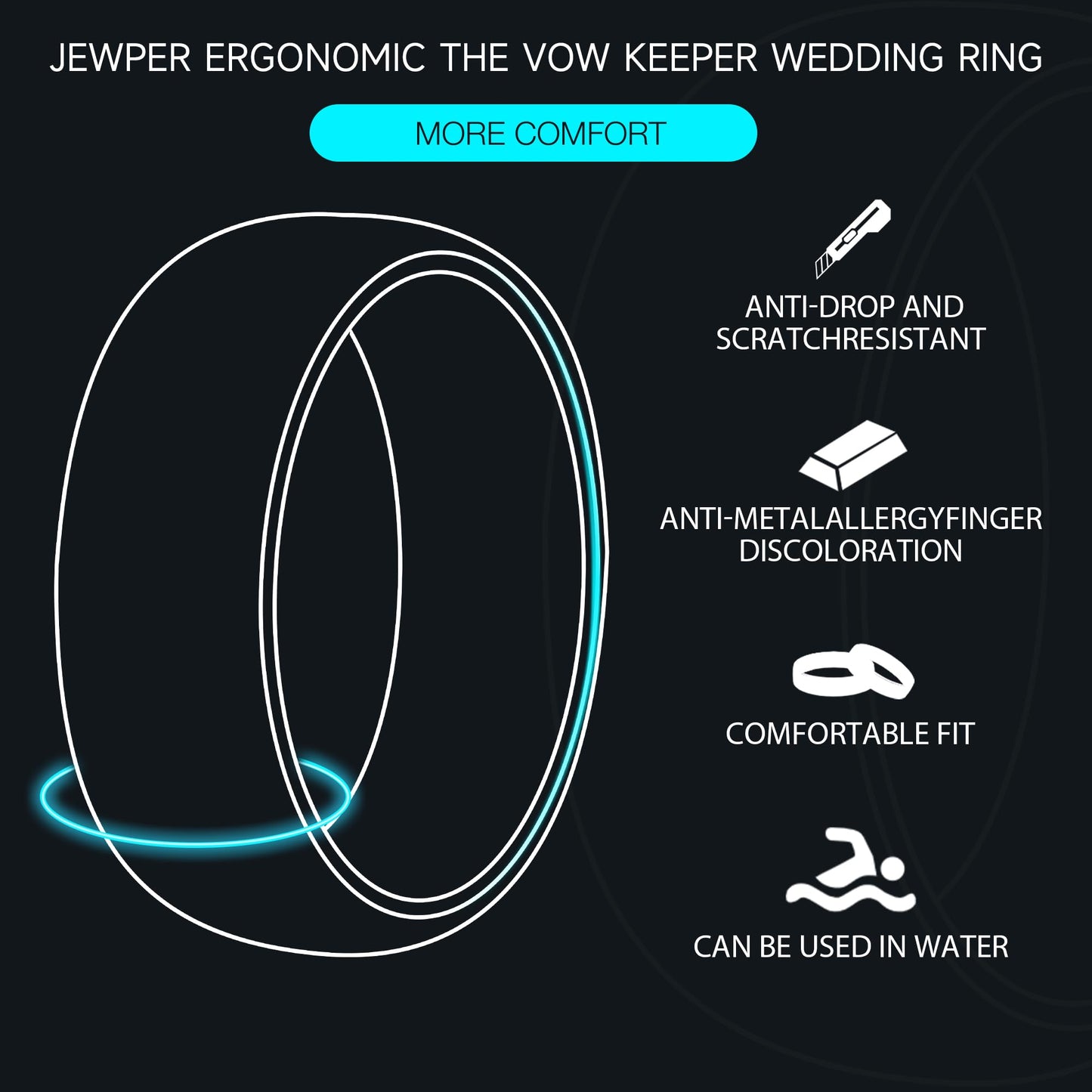 JEWPER 8mm Men Womens Wedding Band Tungsten Rings dark gun black Fashion Promise Carbide Inlaid Guitar Strings whiskey barrel wood Matte Finish Edge Comfort Fit Size(13)