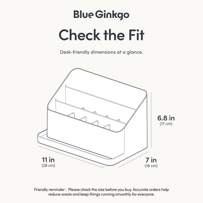 BLUE GINKGO Desk Organizer – Korean-Made Office Storage for Pens, Notes, Mail, and Supplies (White)
