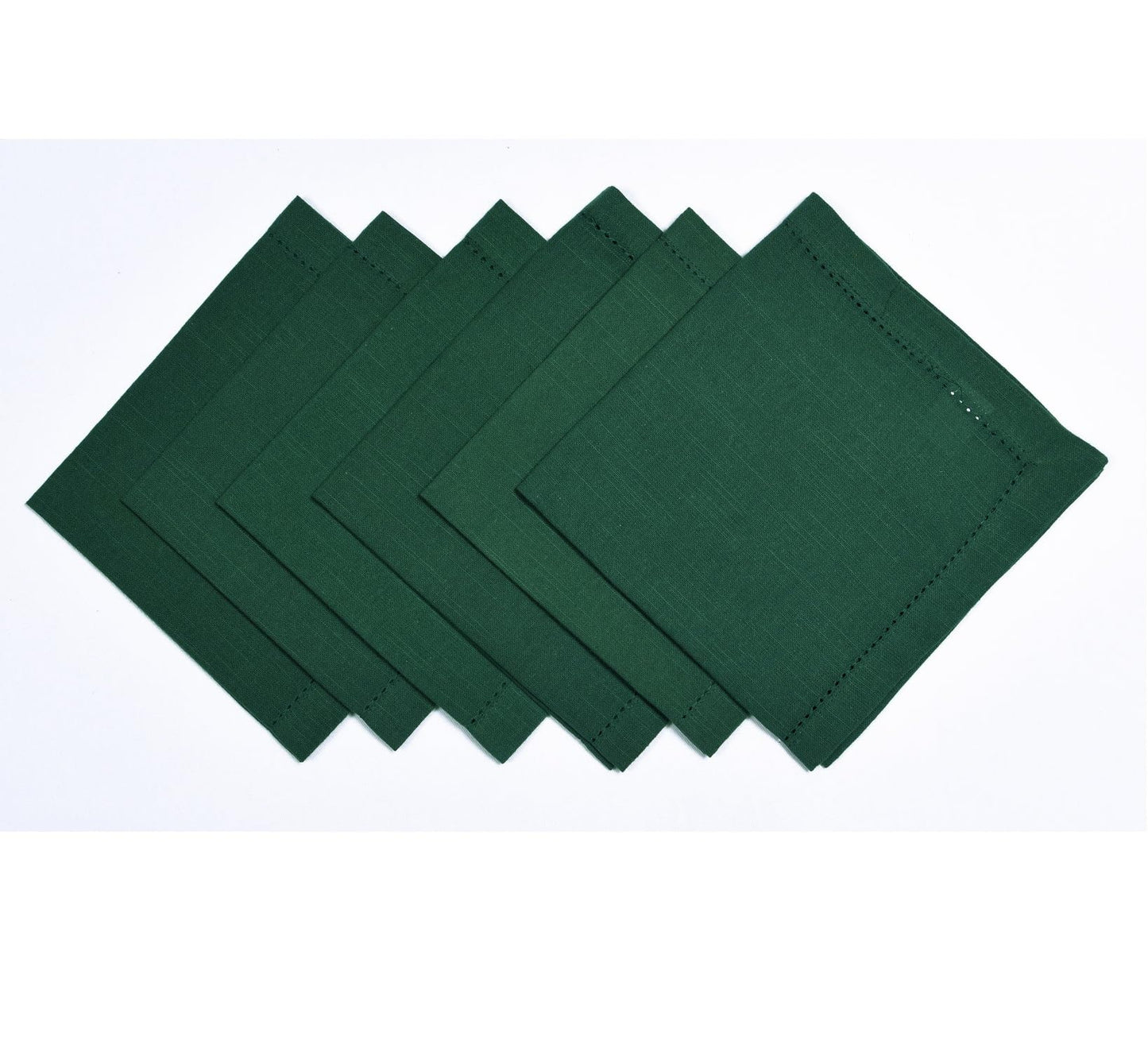Penguin Home Hemstitched Pure Cotton Washable and Reusable Oversized Kitchen Cloth Napkins 6 Pack, Cloth Napkins for Table Dining, Events, Parties, Lunch - 50 x 50 cm, Solid Green, Set of 6 (GSM 190)