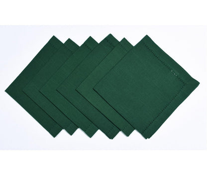 Penguin Home Hemstitched Pure Cotton Washable and Reusable Oversized Kitchen Cloth Napkins 6 Pack, Cloth Napkins for Table Dining, Events, Parties, Lunch - 50 x 50 cm, Solid Green, Set of 6 (GSM 190)