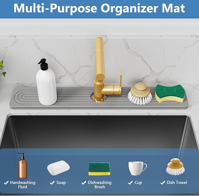 24'' Longer Faucet Mat for Kitchen Sink Stone Faucet Mat for Kitchen Sink