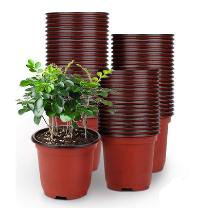 LATERN 50Pcs 15cm Plastic Plant Flower Pots Lightweight Seed Starting Pots Nursery Seedlings Pots Flower Plant Container (15 x 13cm)