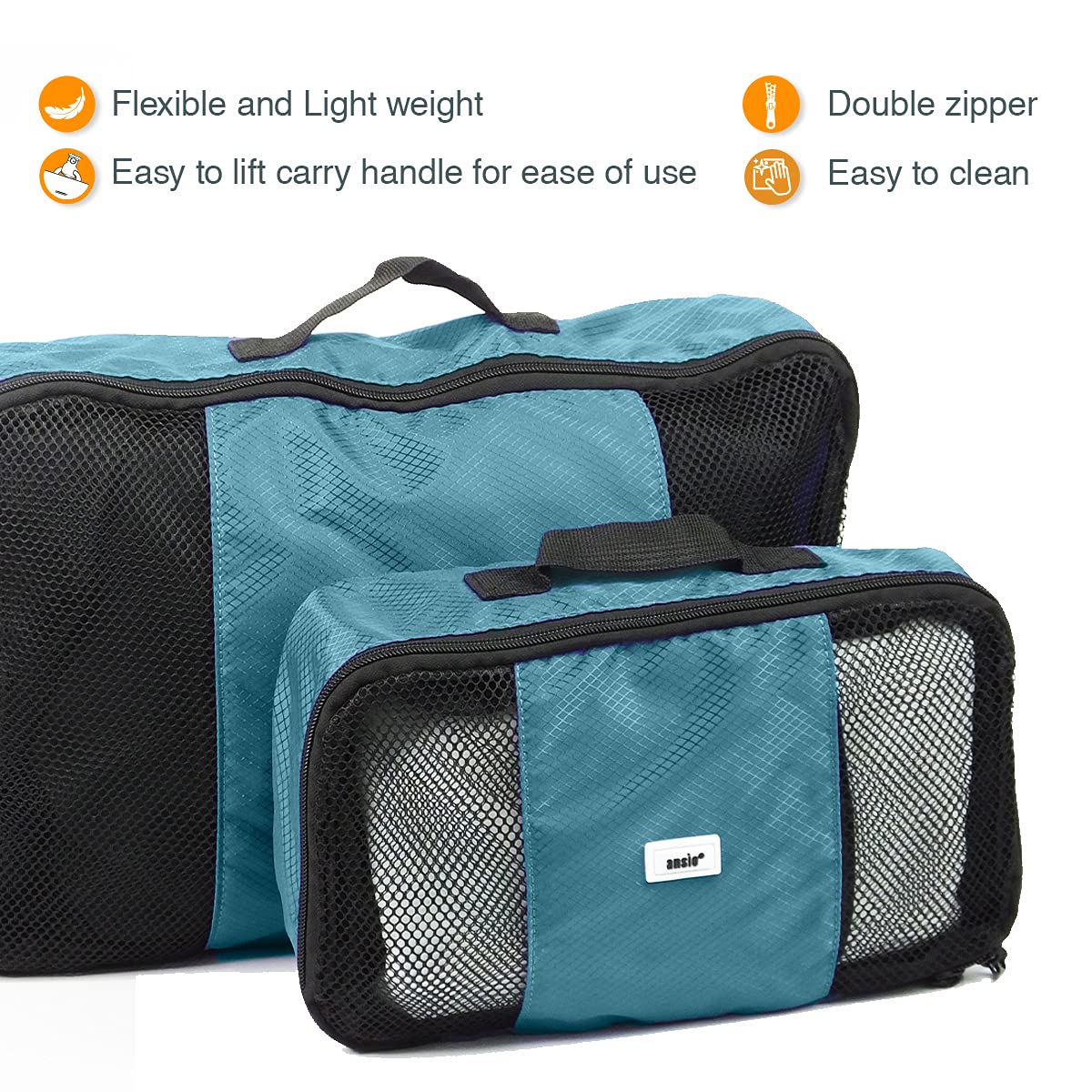 ANSIO Packing Cubes for Suitcase, Travel Luggage Organiser Set, Suitcase Organiser bags, Value Set for Travel and Home Storage, Small, Medium, Large, XL - (6 Piece Set) - Teal