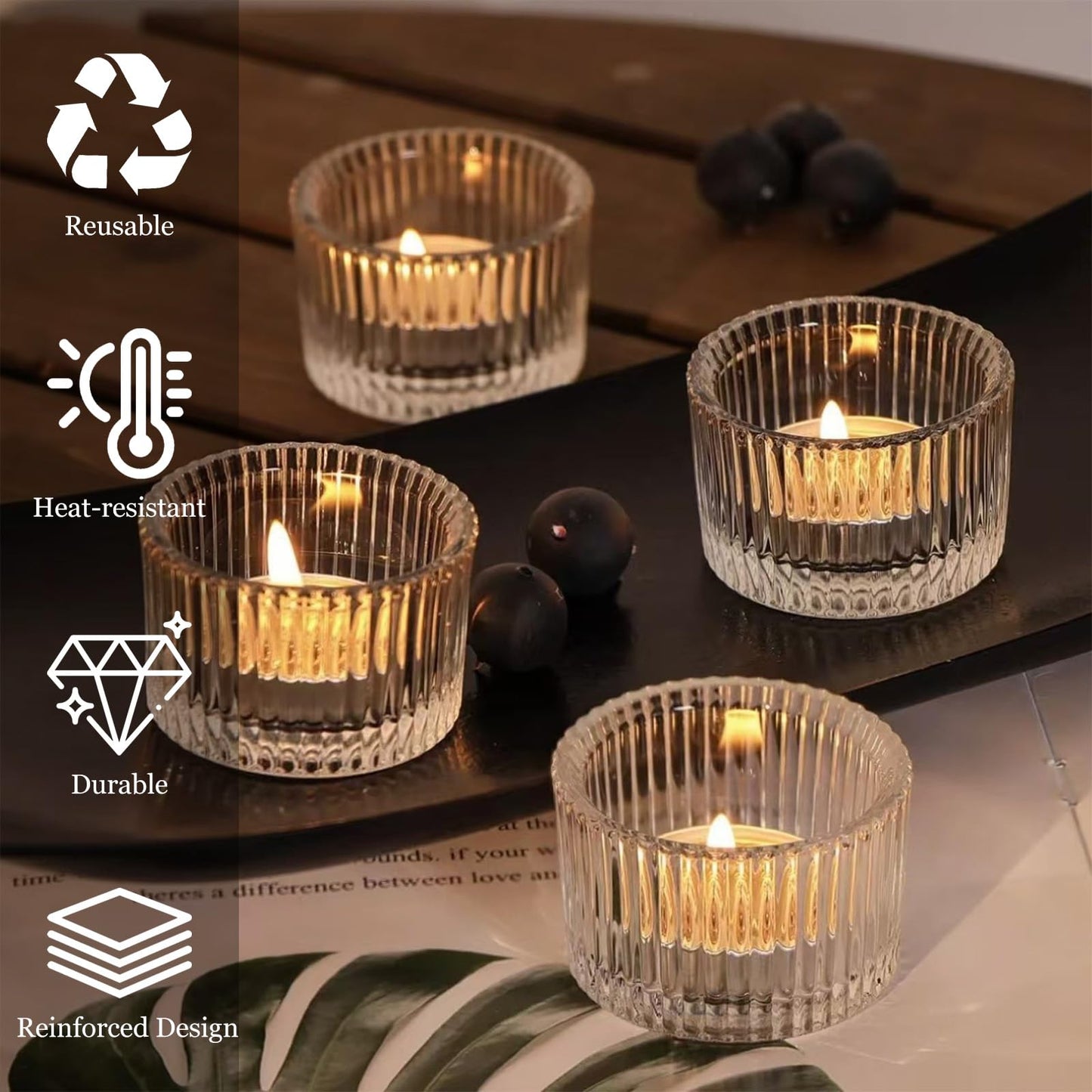 Clear Glass Votive Candle Holders 12 Pack, Small Glass Cups for Tea Lights, Wedding Centerpieces, Table Decorations, Home Decor, Party Favors, Bulk Set of 12