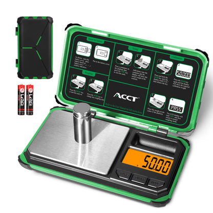 ACCT Precision Pocket Scale, 200gx0.01g jewelry gram scale, digital food scalewith LCD display, one-click conversion 6 units, mini scale for kitchen/powder/herb/coins(Battery included)